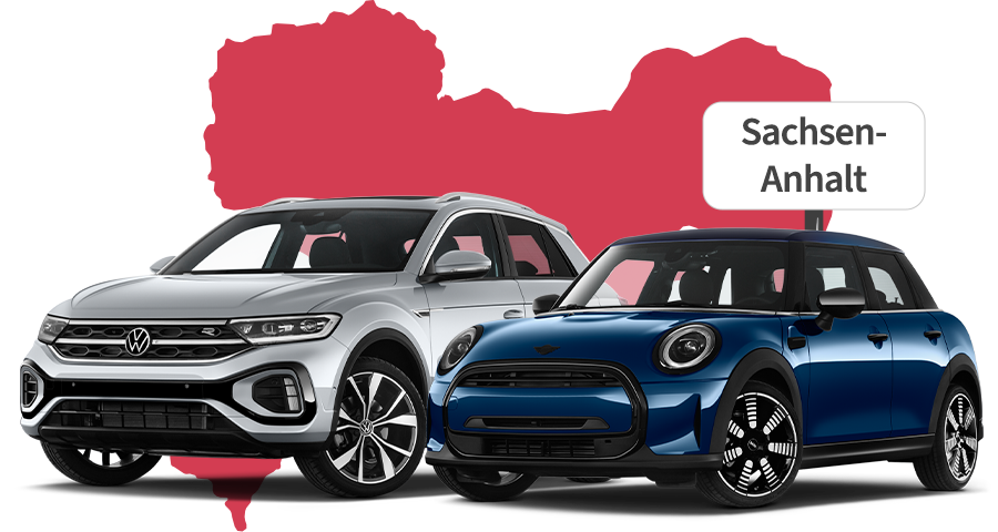 Ein VW und ein MINI mit Sachsen-Anhalt Hintergrund