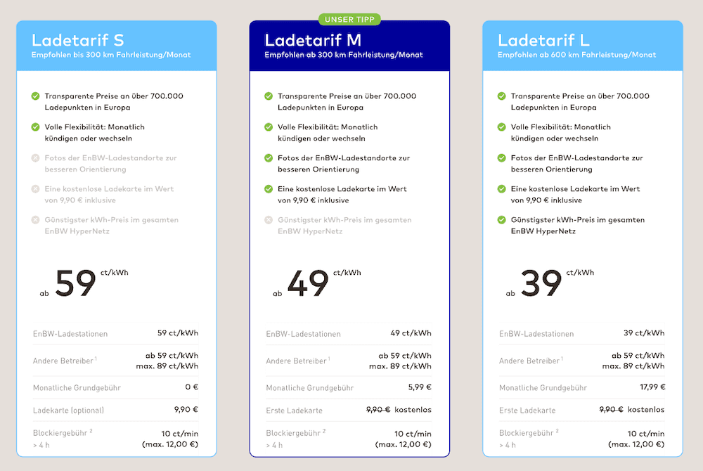 enbw mobility plus ladetarife