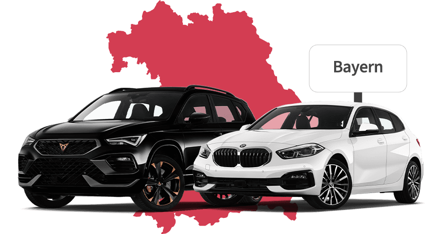 Ein Cupra und ein BMW mit Bayern Hintergrund