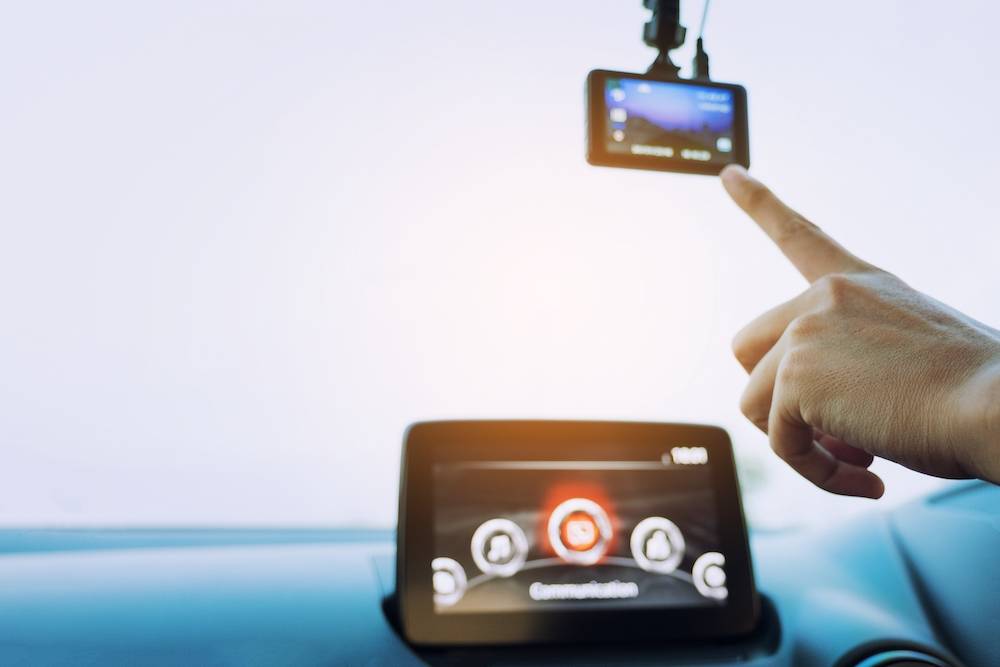 Car interior view for car camera, Hand-tuning car camera for safety on the road accident, Gps Navigationand and camera