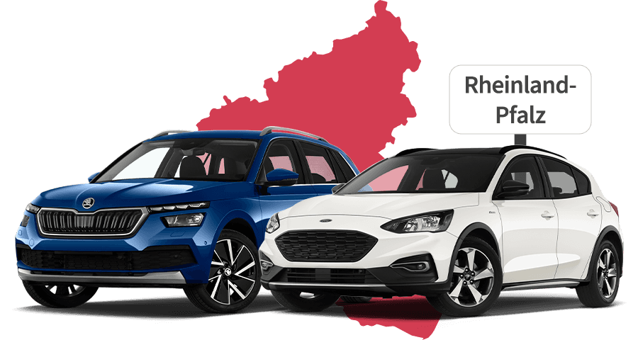 Ein Skoda und ein Ford mit Rheinland-Pfalz Hintergrund Ein Skoda und ein Ford mit Rheinland-Pfalz Hintergrund