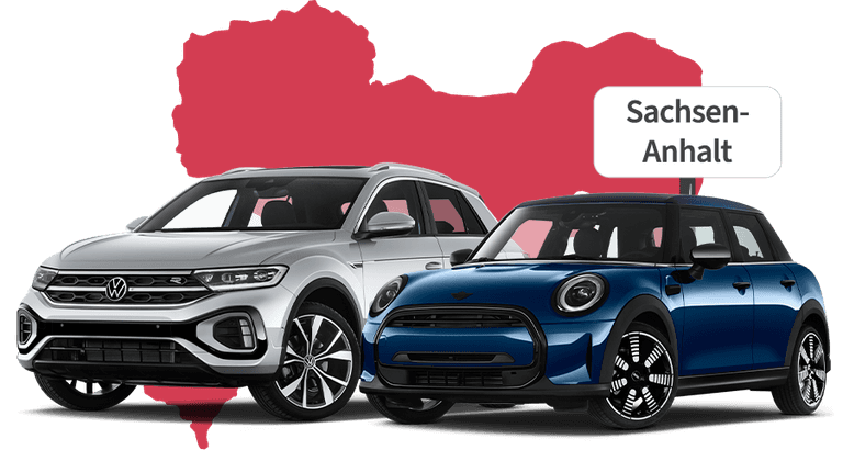 Ein VW und ein MINI mit Sachsen-Anhalt Hintergrund