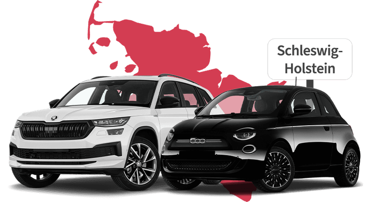 Ein Skoda und ein Fiat mit Schleswig-Holstein Hintergrund