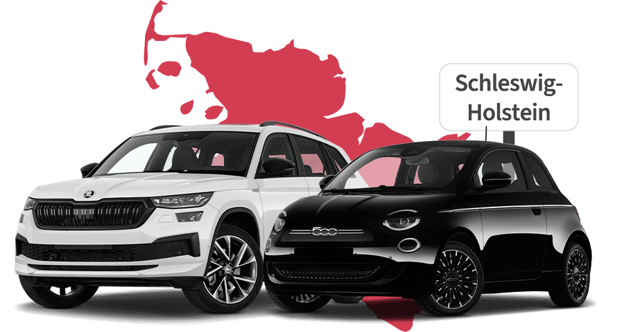 Ein Skoda und ein Fiat mit Schleswig-Holstein Hintergrund