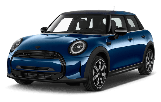mini cooper frontansicht in blau
