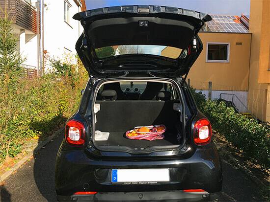 kofferraum des smart forfour