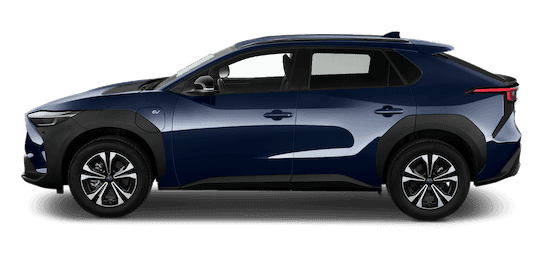 subaru solterra seitenansicht in dunkelblau