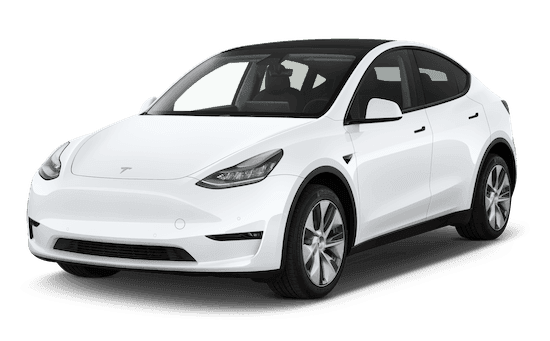 tesla model y frontansicht in weiss