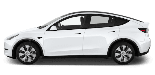 tesla model y seitenansicht in weiss
