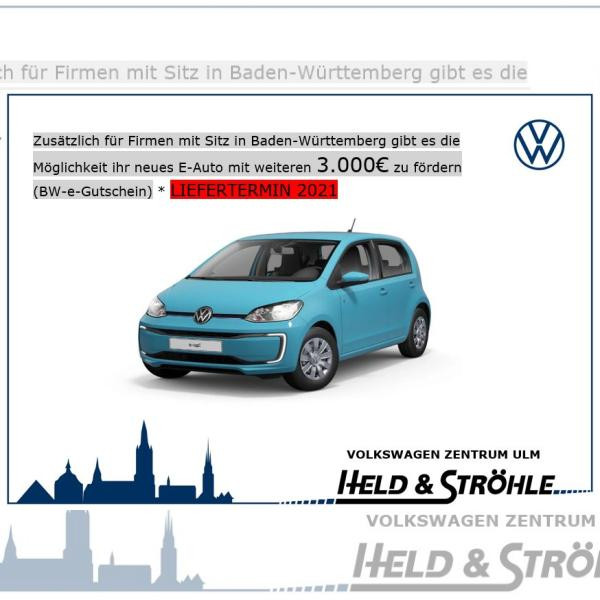 Foto - Volkswagen up! e-up! 61 kW (83 PS) 32,3 kWh  GEWERBE IN DEUTCHLAND LIEFERBAR IN 2021
