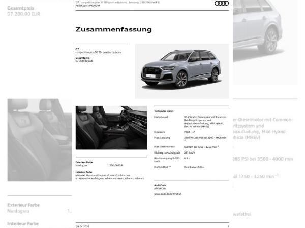 Foto - Audi Q7 S line 50 TDI quattro competition plus (verfügbar Oktober 2022)