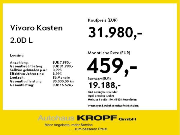 Foto - Opel Vivaro Kasten 2.0D L Edition Sitzh,Parkp,Temp,BT