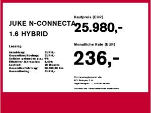 Nissan Juke N-CONNECTA 1.6 HYBRID sofort verfügbar