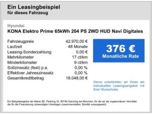 Hyundai KONA Elektro Prime 65kWh 2WD HUD Navi Digitales Cockpit