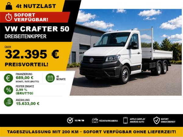 Volkswagen Crafter 50 Dreiseitenkipper Preisvorteil 32.395€
