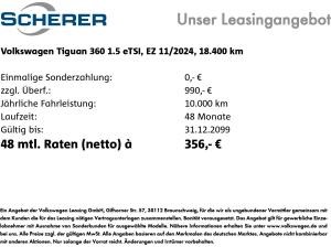 Volkswagen Tiguan 1.5 eTSI *Life* DSG AHK 360°Kamera Navi ACC SHZ beheizb. Lenkrad