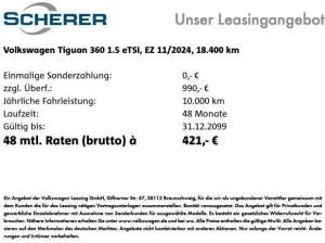 Volkswagen Tiguan 1.5 eTSI *Life* DSG AHK 360°Kamera Navi ACC SHZ beheizb. Lenkrad