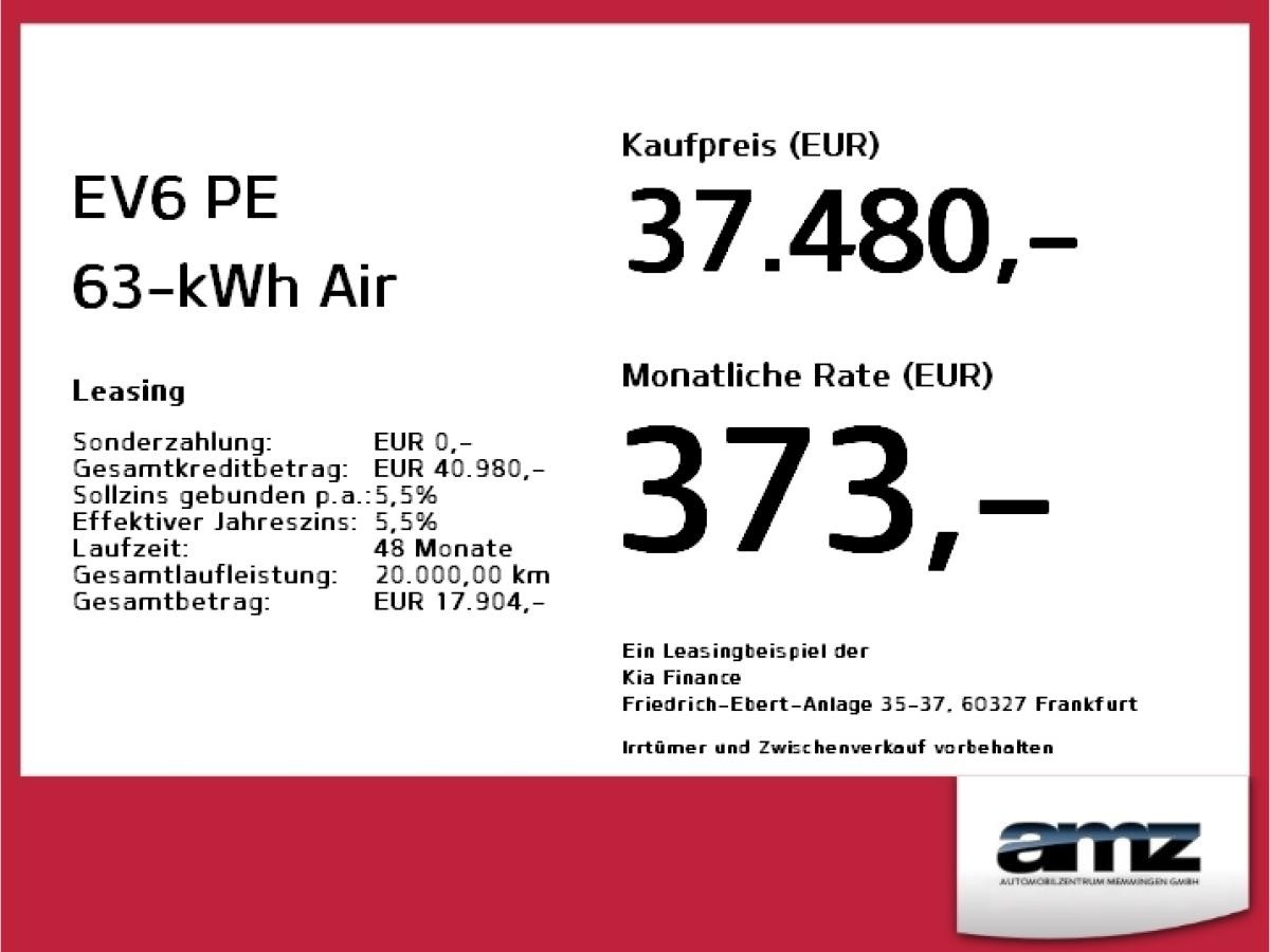 Kia EV6 PE 63-kWh Air *Sitzheizung*Fernlichtassistent