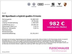 Audi Q5 Sportback e-hybrid quattro S tronic *Luftfahrwerk*AHK*Head-Up*B&O Sound*S-Line*