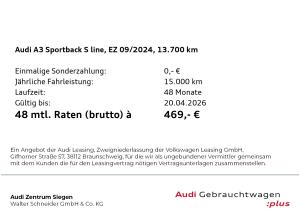 Audi A3 Sportback 35 TFSI 2x S line LED NAvi Optik schwarz plus