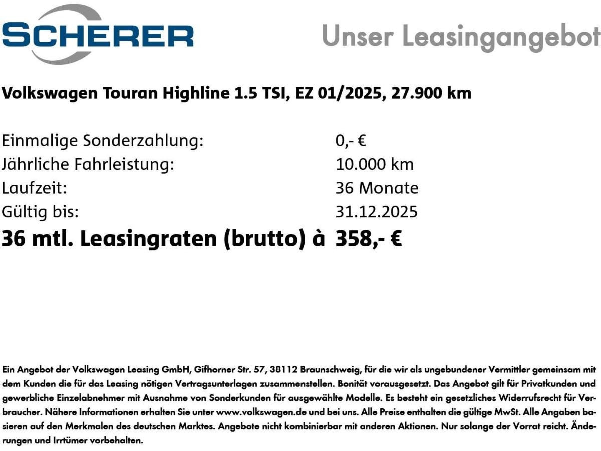 Volkswagen Touran Highline 1.5 TSI DSG 7-SITZER BLACK STYLE