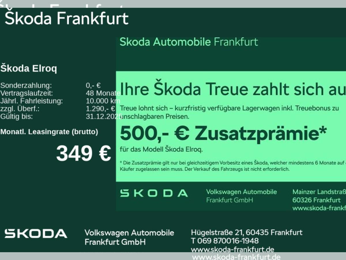 Skoda Elroq 50 Tour 55 kWh Batterie Elektromotor 1-Gang-Automatik zzgl. 500€ Zusatzprämie*