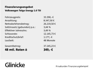Volkswagen Taigo ENERGY 1,0 l TSI OPF 7-Gang-Doppelkupplungsgetriebe DSG