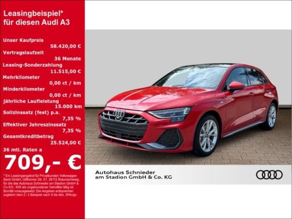 Audi A3 Sportback 40 TFSI e S-LINE+PANO+NAVI+LEDER+VIRTUAl