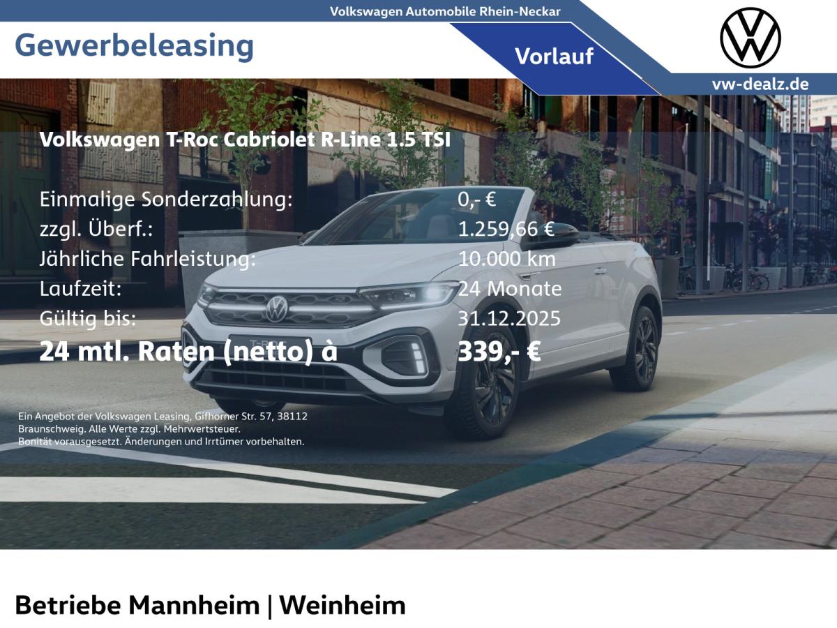Volkswagen T-Roc Cabriolet R-Line 1.5 TSI DSG LED Klima