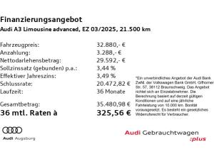 Audi A3 Limousine advanced 35 TFSI *ACC*AHK*KAM*8fach
