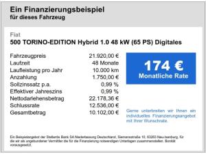 Fiat 500 TORINO-EDITION Hybrid 1.0 Digitales Cockpit LED Apple CarPlay Android Auto
