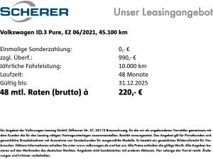 Volkswagen ID.3 45 kWh *Pure Perform. City* Navi ACC SHZ CCS