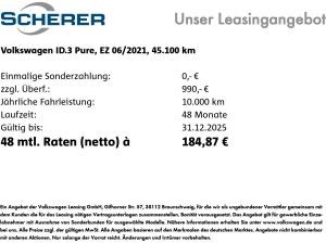 Volkswagen ID.3 45 kWh *Pure Perform. City* Navi ACC SHZ CCS
