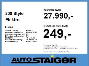 Peugeot 208 Style Elektro **Gewerbeknaller**