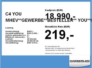 Citroën C4 YOU MHEV**GEWERBE**BESTELLER** LED+2xKlima