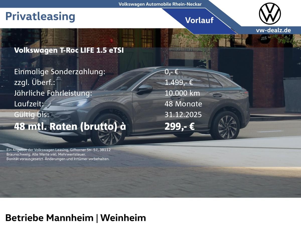 Volkswagen T-Roc Life 1.5 eTSI DSG NAVI ALU LED DAB