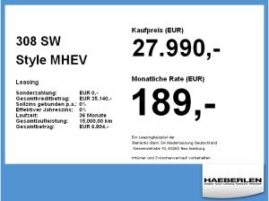 Peugeot 308 SW Style MHEV LED+2xKlima+KlimaA+LM+PDC+AUT