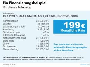 Volkswagen ID.3 PRO S +MAX 544KM+AB 1,49 ZINS+IQ-DRIVE+DCC+