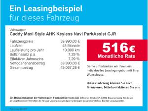 Volkswagen Caddy Maxi Style AHK Keyless Navi ParkAssist GJR
