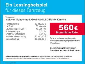 Volkswagen Multivan Sondermod. Goal Navi LED-Matrix Kamera