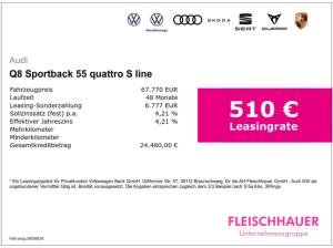 Audi Q8 Sportback 55 quattro S line Pano+AHK+HeadUp+LM22+Memory+