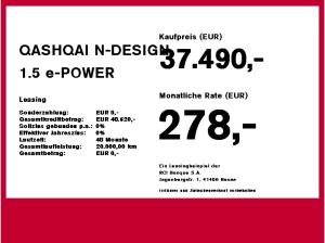 Nissan Qashqai QASHQAI N-DESIGN 1.5 e-POWER 4x2 WKR inkl.