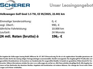 Volkswagen Golf VIII GOAL 1.5 TSI AHK NAVI IDA SHZ PDC GJR