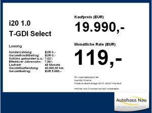 Hyundai i20 1.0 T-GDI Select Navi+Fernlichtass.+Kam.+PDC