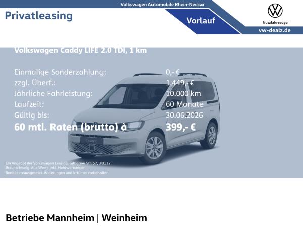 Volkswagen Caddy Life 5-Sitzer 2.0 TDI DSG Klima AHK DAB
