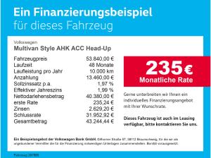 Volkswagen Multivan Style AHK ACC Head-Up Bluetooth Navi LED