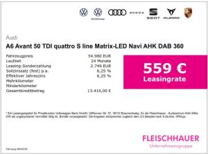 Audi A6 Avant 50 TDI quattro S line Matrix-LED Navi AHK DAB 360 Kamera Memory Sitze Keyless
