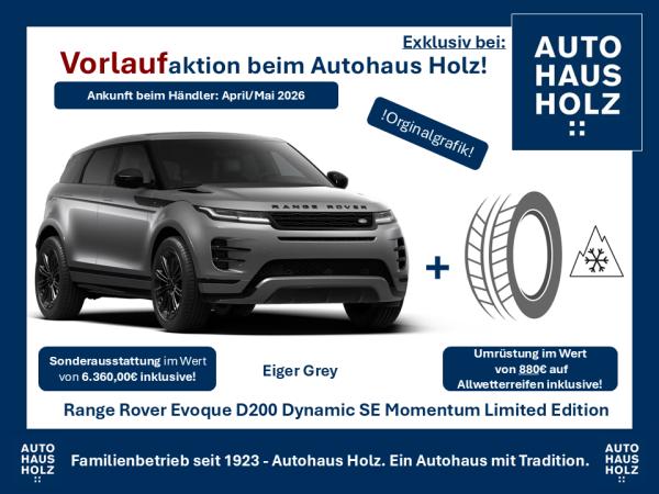 Land Rover Range Rover Evoque Sondermodell Momentum Dynamic SE -  20ZOLL SCHWARZ - SCHWARZ PAKET - KOMFORTPAKET - SHZ - FAHRPAKET