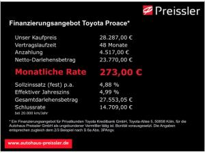 Toyota Proace Kasten Work 1.5L D 120 PS - L1 6 MT *Ladeboden,  inkl. Wartung, Wartung+, Verschleiß