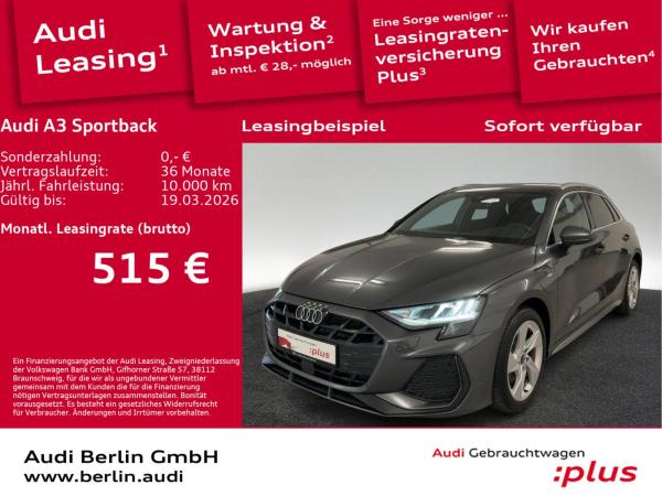 Audi A3 Sportback TFSI e S line 40 e S tr. RFK AHK